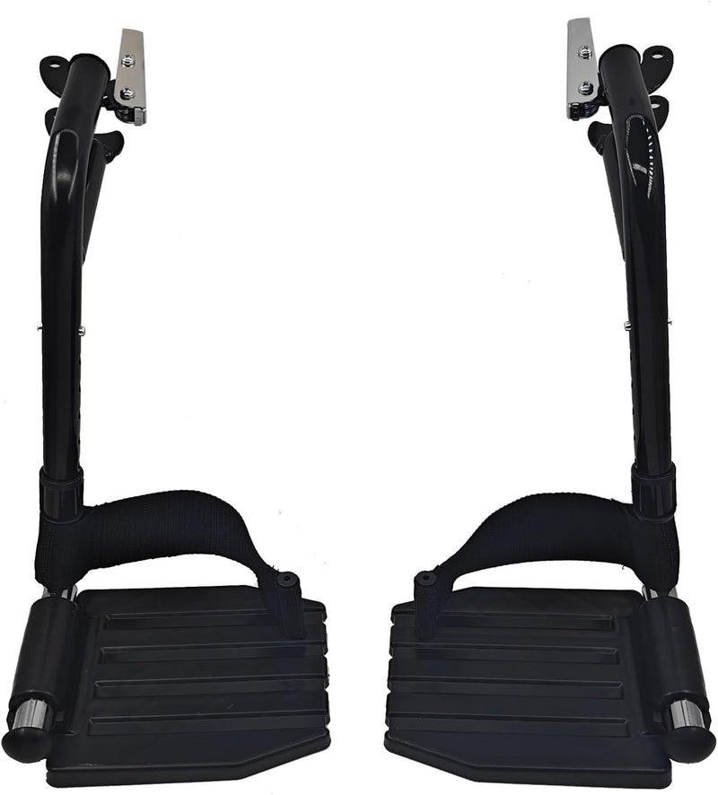HMZ Wheelchair Footrest, Wheelchair Replacement Part with Heel Ring for Standard Wheelchairs(Black) - Image 1
